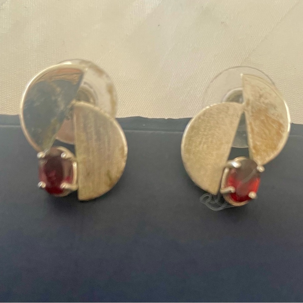 Unique silver and garnet earrings